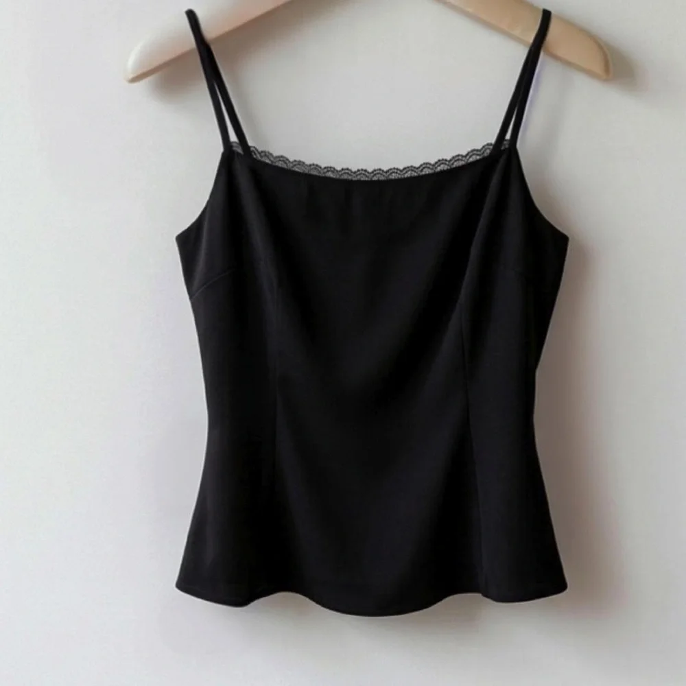 Reformation Genevieve Lace Trim Black Camisole Size 6 - Picture 4 of 8